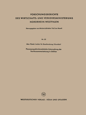 cover image of Flammenspektralanalytische Untersuchung der Ferritzusammensetzung in Stählen